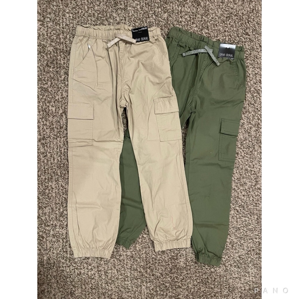 Kids Olive and Tan Cargo Joggers